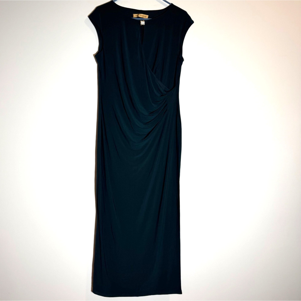 Nipon Boutique Side Ruched Formal Dress Women's 14 Petite Cutout Neck Sleeveless